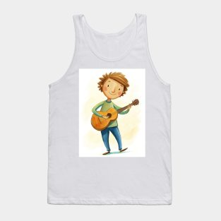 Guitar playing cute boy Tank Top